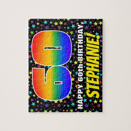60e verjaardag — Fun, kleurrijk Star Field Pattern Legpuzzel (Verticaal)