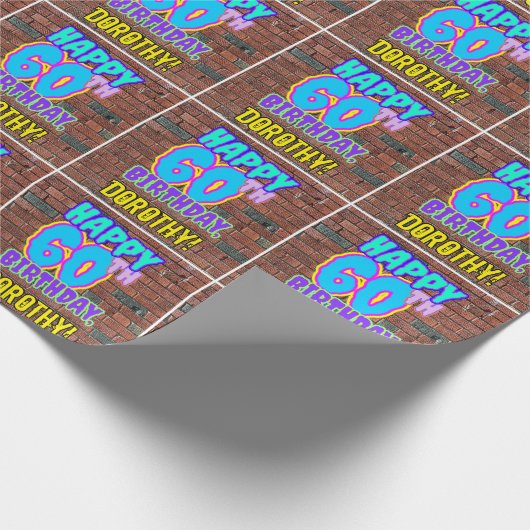 60e verjaardag: Fun, Urban Graffiti geïnspireerd k Cadeaupapier (Hoek)