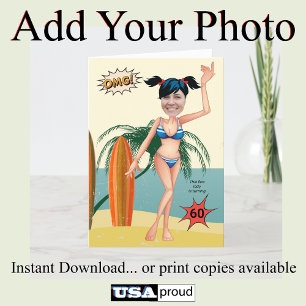 60e Verjaardag Funny Bikini Kaart 😎 Vrouwen Beach