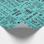 60e verjaardag Funny Sayings Gift Wrap - Blauwgroe Cadeaupapier (Hoek)