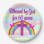  60E VERJAARDAG GEBEDEN PAPIEREN BORDEN PAPIEREN BORDJE (Voorkant)