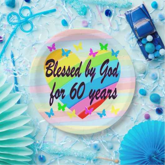 60E VERJAARDAG GEBEDSFEEST PAPIEREN BORDEN PAPIEREN BORDJE (Feest)