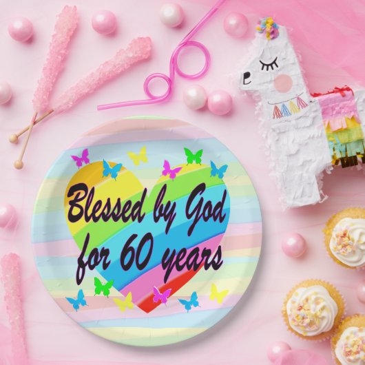 60E VERJAARDAG GEBEDSFEEST PAPIEREN BORDEN PAPIEREN BORDJE (Feest)