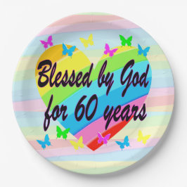 60E VERJAARDAG GEBEDSFEEST PAPIEREN BORDEN PAPIEREN BORDJE
