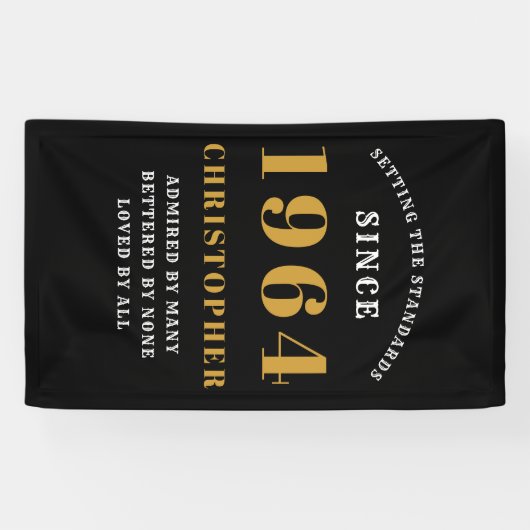 60e verjaardag Geboren 1964 Naam toevoegen Zwart G Spandoek (Horizontaal)