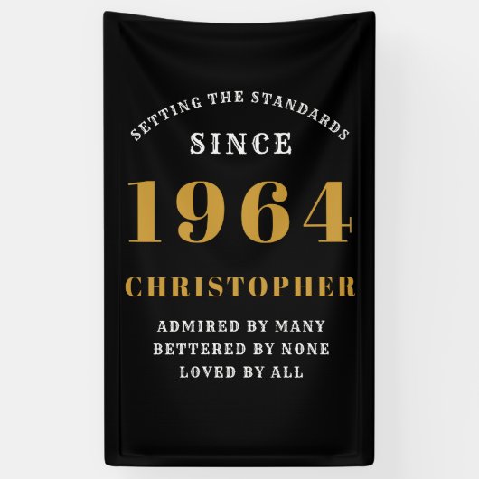 60e verjaardag Geboren 1964 Naam toevoegen Zwart G Spandoek (Verticaal)