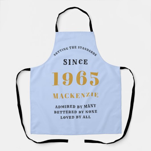 60e verjaardag geboren 1965 blauw schort (Voorkant)