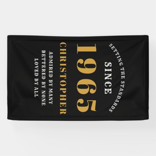 60e verjaardag Geboren 1965 Naam toevoegen Zwart G Spandoek (Horizontaal)