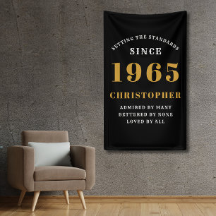 60e Verjaardag Geboren 1965 Naam Toevoegen Zwart G Spandoek