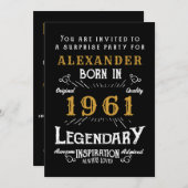60e verjaardag Geboren in 1961 Black Gold Retro  Kaart (Voorkant / Achterkant)