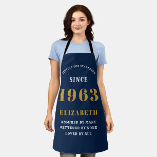 60e verjaardag, geboren in 1963 Blue Gold Lady's Schort