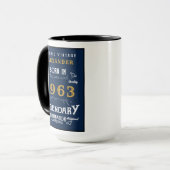 60e verjaardag Geboren in 1963  Legend Blue Gold Mok (Voorkant links)