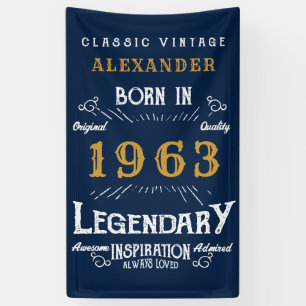 60e verjaardag Geboren in 1963 Voeg de naam Legend Spandoek