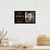 60e verjaardag Geboren in 1963 Voeg zwarte goudfot Poster (Keuken)