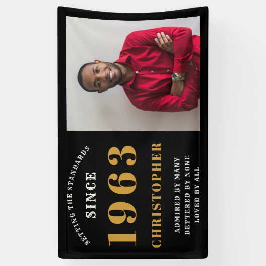 60e verjaardag Geboren in 1963 Voeg zwarte goudfot Spandoek (Verticaal)