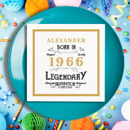 60e verjaardag Geboren in 1966 Witte Gouden Legend Servet