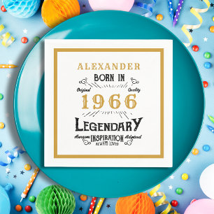 60e verjaardag Geboren in 1966 Witte Gouden Legend Servet