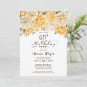 60e verjaardag Geel Rose Bloemenfeest Kaart (Staand voorkant)