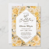 60e verjaardag Geel Rose Bloemenfeest Kaart (Voorkant)