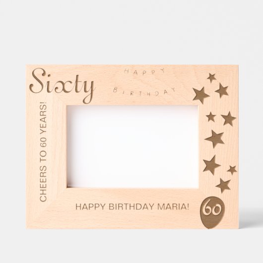 60e verjaardag gegraveerd Keepsake Lijst (Voorkant)
