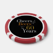 60e verjaardag gejuich bieren zwart goud feest poker chips (Enkel)