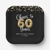 60e verjaardag gejuich tot 60 jaar aangepaste kleu papieren bordje (Voorkant)