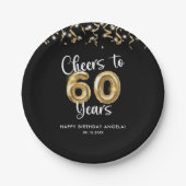 60e verjaardag gejuich tot 60 jaar aangepaste kleu papieren bordje (Voorkant)