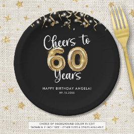 60e verjaardag gejuich tot 60 jaar aangepaste kleu papieren bordje