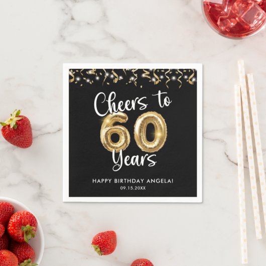 60e verjaardag gejuich tot 60 jaar aangepaste kleu servet (Insitu)