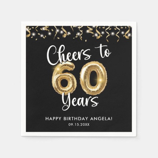 60e verjaardag gejuich tot 60 jaar aangepaste kleu servet (Voorkant)