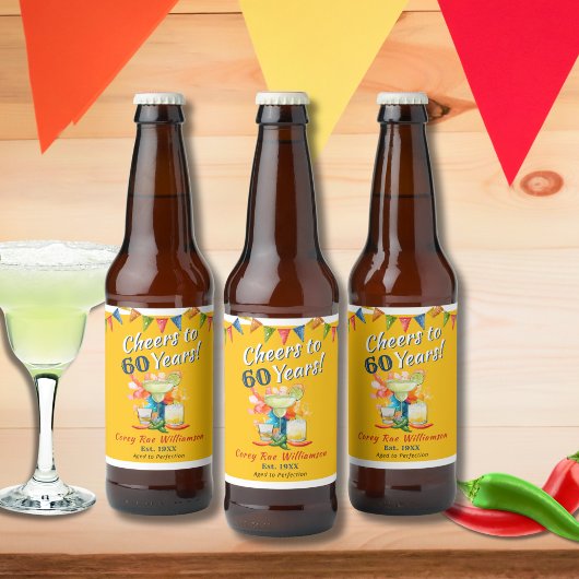 60e verjaardag gejuich voor 60 jaar Fiesta Bier Etiket