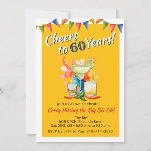 60e verjaardag gejuich voor 60 jaar Mexicaanse Fie Kaart (Voorkant)