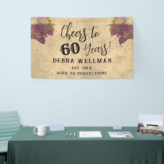 60e verjaardag gejuich voor 60 jaar wijngaard verj spandoek (Beurs)