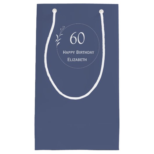 60e verjaardag gepersonaliseerd blauw klein cadeauzakje (Voorkant)
