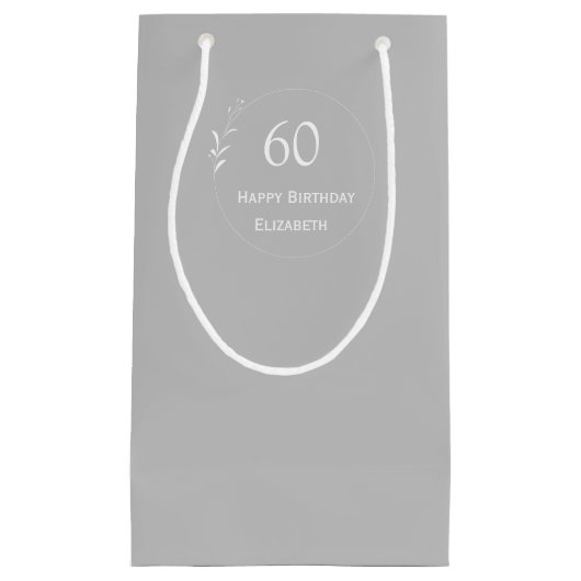 60e verjaardag gepersonaliseerd grijs klein cadeauzakje (Voorkant)