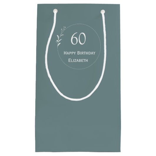 60e verjaardag gepersonaliseerd groen klein cadeauzakje (Voorkant)