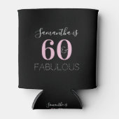 60e verjaardag Gepersonaliseerd Zwart Roze Blikjeskoeler (Voorkant)