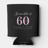 60e verjaardag Gepersonaliseerd Zwart Roze Blikjeskoeler (Achterkant)