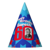 60e verjaardag gepersonaliseerde foto ster naam pe feesthoedjes (Voorkant)