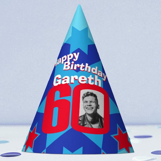 60e verjaardag gepersonaliseerde foto ster naam pe feesthoedjes