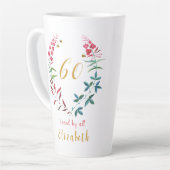 60e verjaardag Gepersonaliseerde Girly Floral Femi Latte Mok (Linkerhoek)