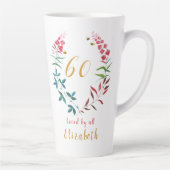 60e verjaardag Gepersonaliseerde Girly Floral Femi Latte Mok (Rechts)
