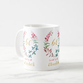 60e verjaardag Gepersonaliseerde Girly Floral Vrou Koffiemok (Voorkant links)