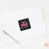 60e verjaardag gepersonaliseerde Hot Pink Black Pa Vierkante Sticker (Envelop)