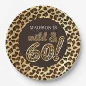 60e Verjaardag Gepersonaliseerde Leopard Folie Bal Papieren Bordje (Voorkant)