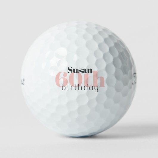 60e verjaardag Gepersonaliseerde Roze Titleist Pro Golfballen (Voorkant)