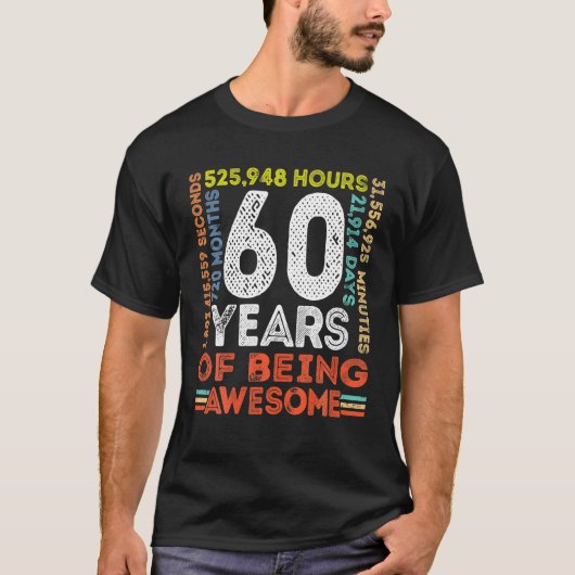 60e verjaardag Geweldige 60 jaar oude retro T-shirt (Voorkant)
