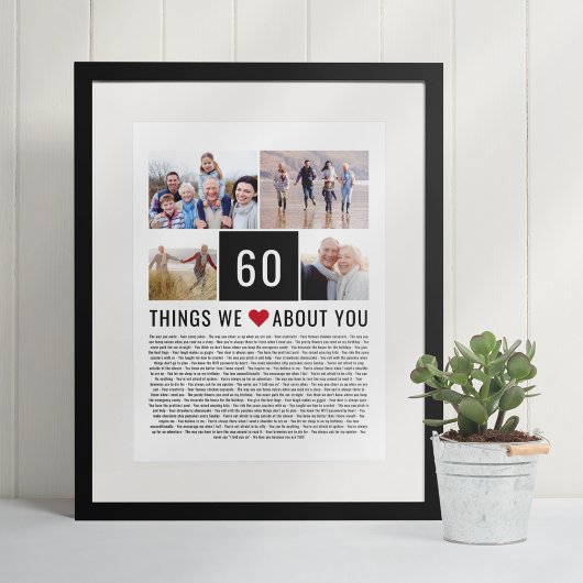 60e verjaardag Gift Dingen waar we dol op zijn van Poster