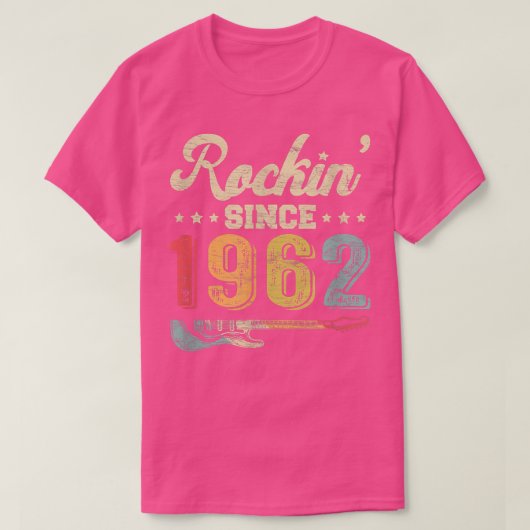 60e verjaardag  gitaar Rockin sinds 1962 Gui T-shirt (Design voorkant)