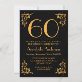 60e Verjaardag Glam Modern Goud Zwart Retro Kaart (Voorkant)